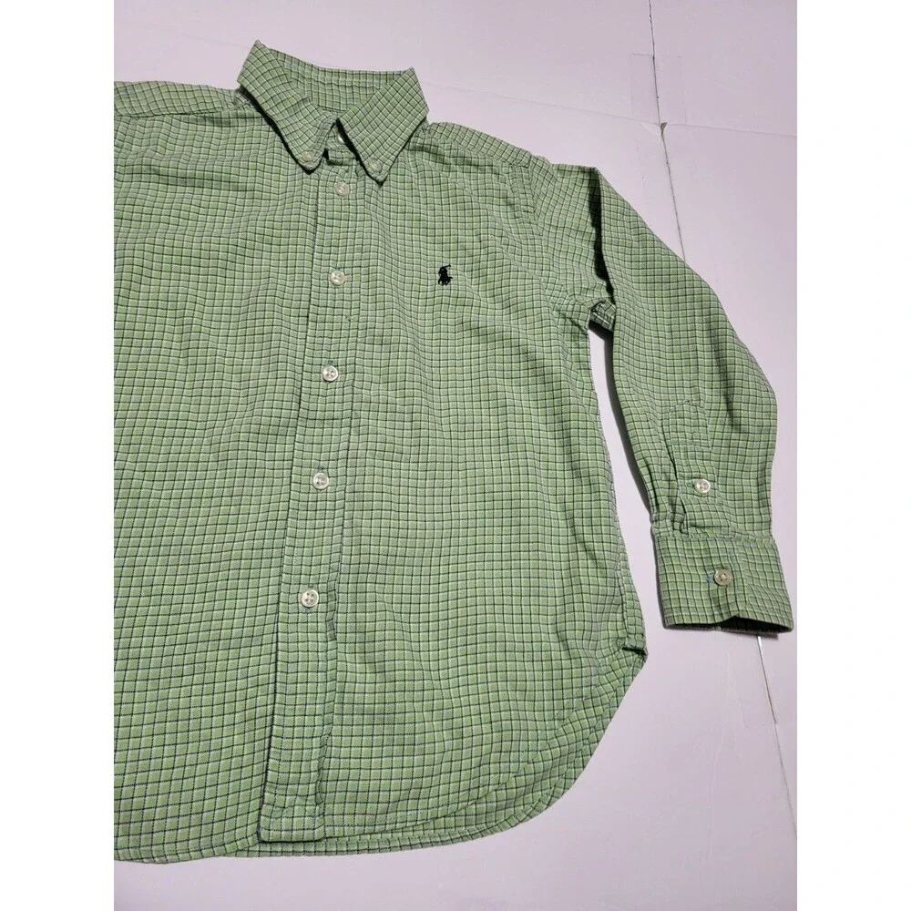 (#16) Polo Ralph Lauren Button Up Size Toddler 4T Green Check Plaid Long Sleeve